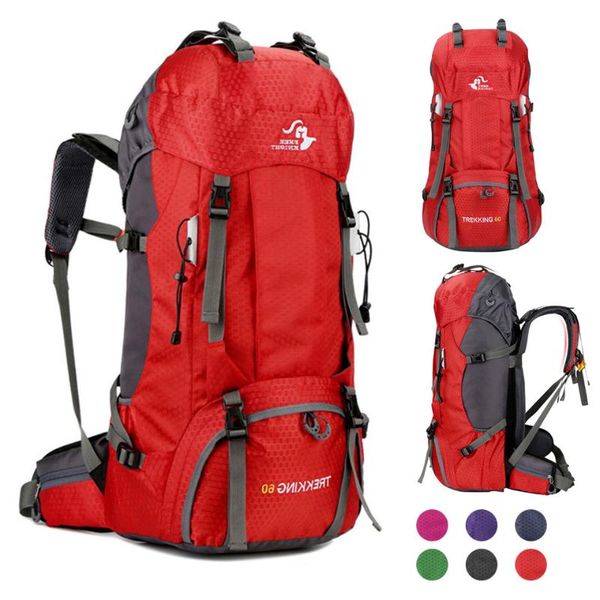 

outdoor bags camping backpacks 60l climbing trekking waterproof hiking large-capacity travel bag rain cover