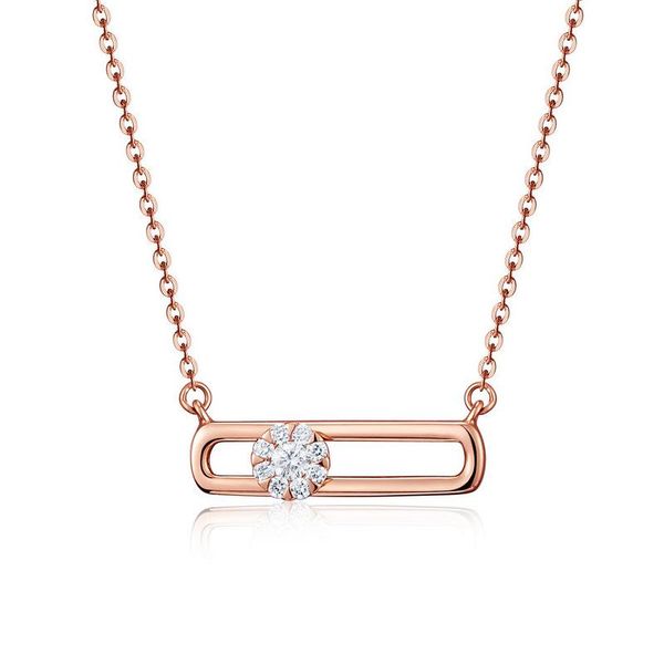 

chokers rose gold color 925 sterling sillver creative circular needle pendant necklace with cubic zirconia necklaces for wedding office, Golden;silver