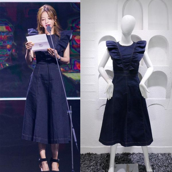 

casual dresses women denim dress big brand design summer jeans female elegant butterfly sleeve long sundress 2021 vestidos, Black;gray