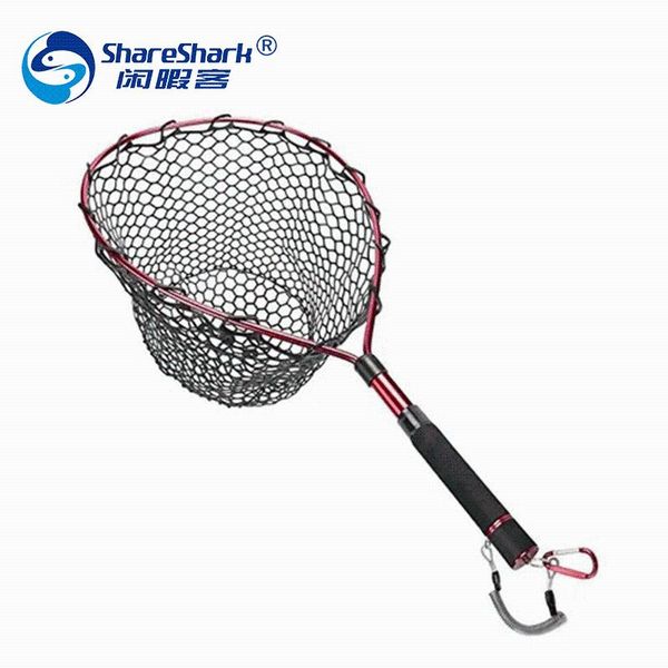 

fishing net with lanyard fish landing handle for catching releasing accessories