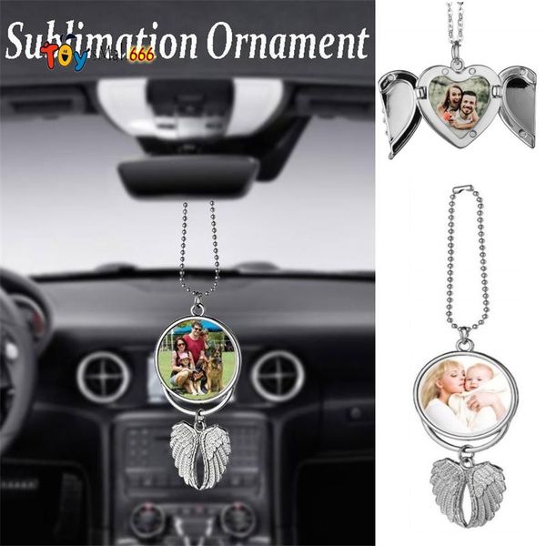 

sublimation big wings necklace pendants sublimation blanks car pendant angel wing rearview mirror decoration hanging charm ornaments