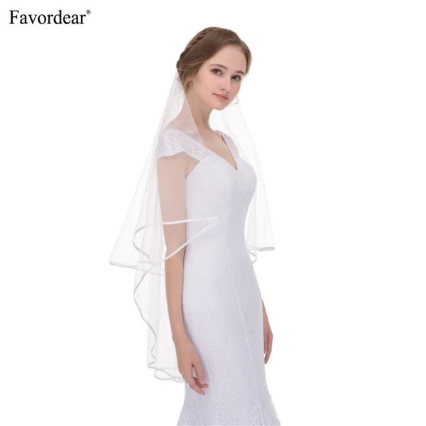 

bridal veils favordear ivory wedding veil veu de noiva ribbon edge 2m fingertip length end for brides velos novia no comb, Black