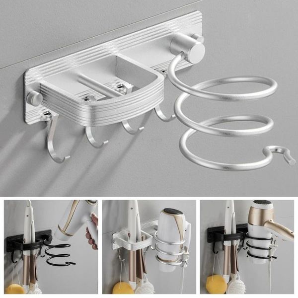 

hooks & rails non-slip aluminum alloy air blower holder eco-friendly storage shelf hair dryer rack for salon