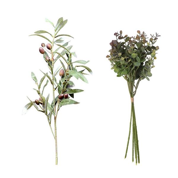 

decorative flowers & wreaths 1x artificial olive leaf green plants fruits branches fake leaves 6 pcs eucalyptus plastic bunch