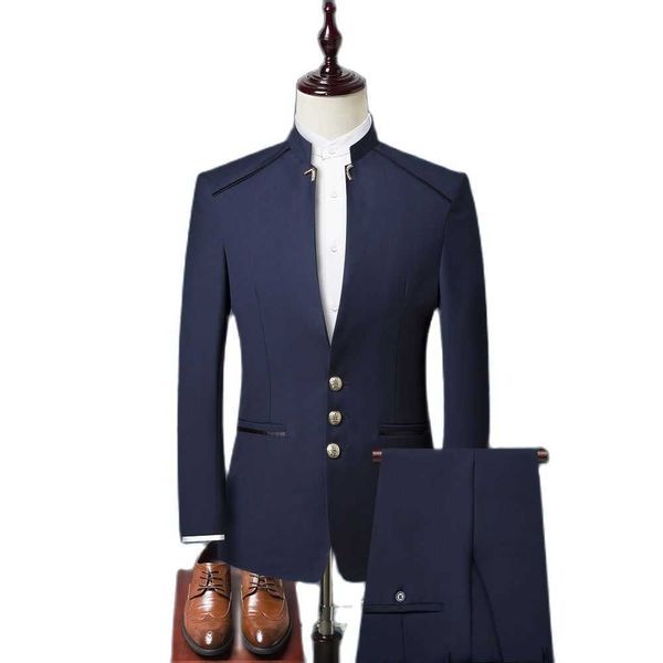 (Ceketler + Yelek + Pantolon) 2021 Giyim Erkekler Yüksek Kalite Iş Blazers / Erkek Slim Fit Eğlence Üç Parçalı Takım / Yutmak-Tailed Ceket X0909