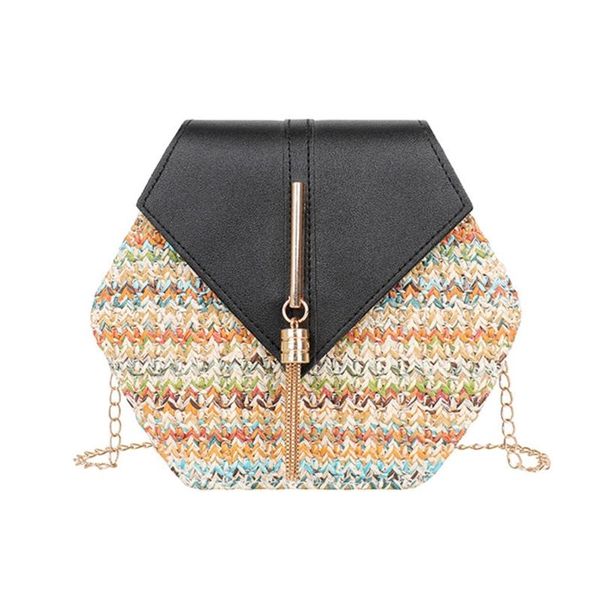 

evening bags women's straw beach tote bag with tassel chain woven summer bohemian handbag