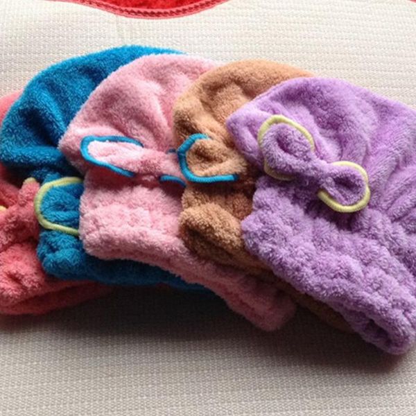 

bath accessory set microfiber women bathroom hair towel quick-dry hat turban super absorbent head wrap shower cap towels c1691 h