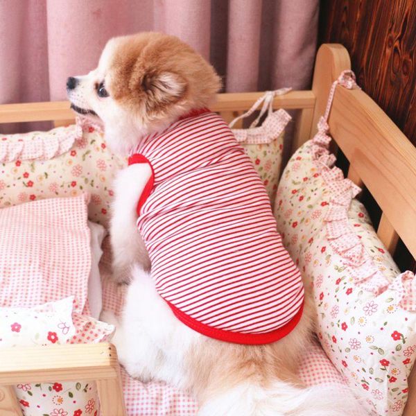 

dog apparel vest spring summer pet stripes cotton 2 colors clothes decors for small dogs puppy supplies