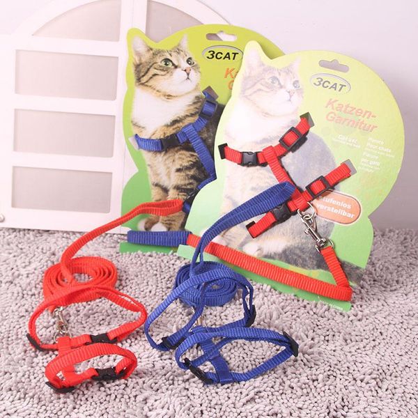 

dog collars & leashes pets harness kitten cat adjustable durable comfortable anti-bite chest strap with traction rope h-type safety