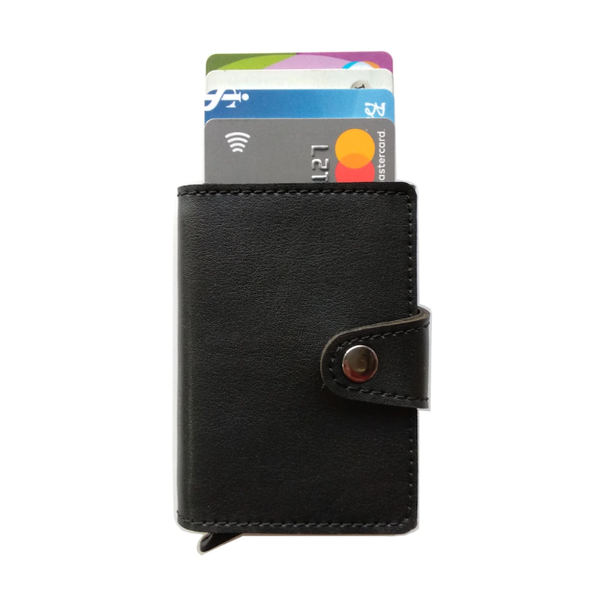 

card holders rdif protected automatic mechanism leather wallet holder, Brown;gray
