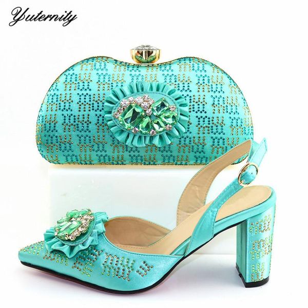 

dress shoes italian design fashion decoration with rhinestone woman and bag set summer sandals high heels for party, Black