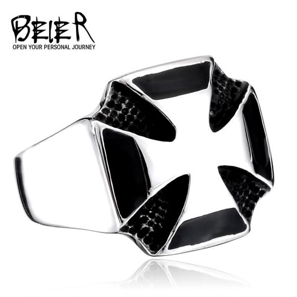 

cluster rings punk man's cross unique male super quality fashion cool high polished personality ring for boy br8-188, Golden;silver