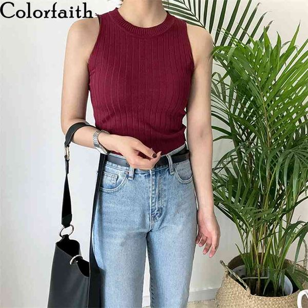 

spring summer women knitting solid multi colors tank basic vest bottoming slim female v6107 210427, White