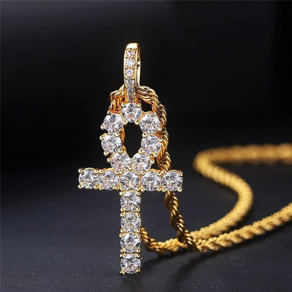 

pendant necklaces ailodo fashion cross necklace for women men luxury cubic zirconia statement collier gold silver color jewelry
