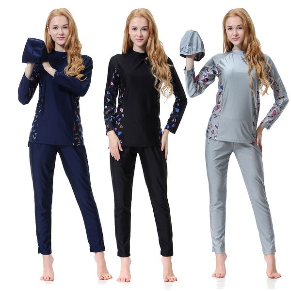 

muslim swimwear modest arab islamic women high elastic burkini bathing suit swim surf wear sport 3 pieces traditional swimsuit, Red