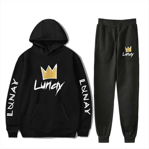 

puerto rico reggae music rising mens tracksuit star singer cool boy lunay sweatshirt sets sports hoodies pullovers jogger pants, Gray
