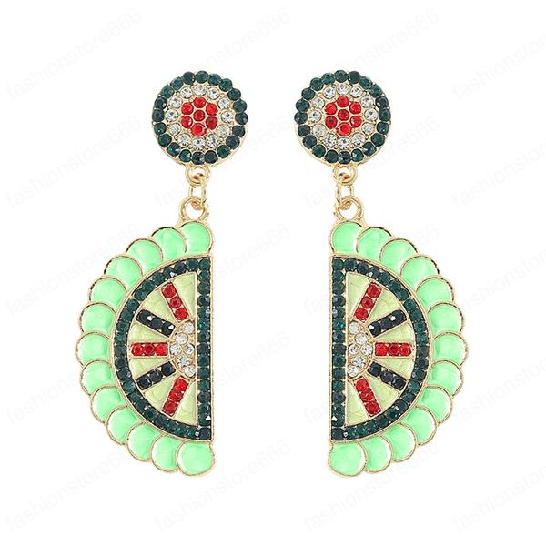 

seed bead rhinestone watermelon drop earrings for women girls summer cute fruits earrings jewelry accessories, Silver