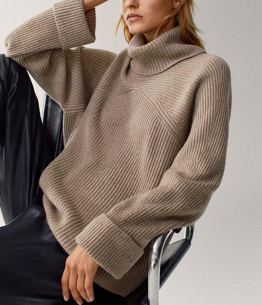 

women's sweaters fall 2021 loose pullover turtleneck women sweater, White;black