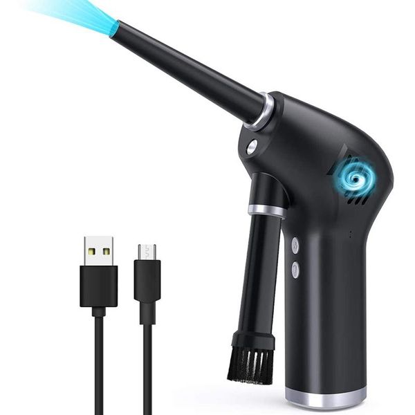 

cordless air duster, electric blower for computer cleaning, replaces compressed can, pc keyboard crumbs vacuum cleaners