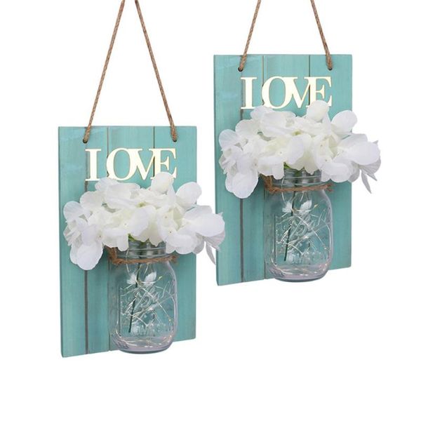 

decorative flowers & wreaths wooden board led mason jar simulation eternal flower lantern home decor show the peace and harmony decoration 2