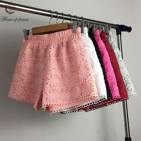 

women's for women s-2xl 40-70kg lace design womens plus size short feminino pantalones cortos mujer woman shorts, White;black