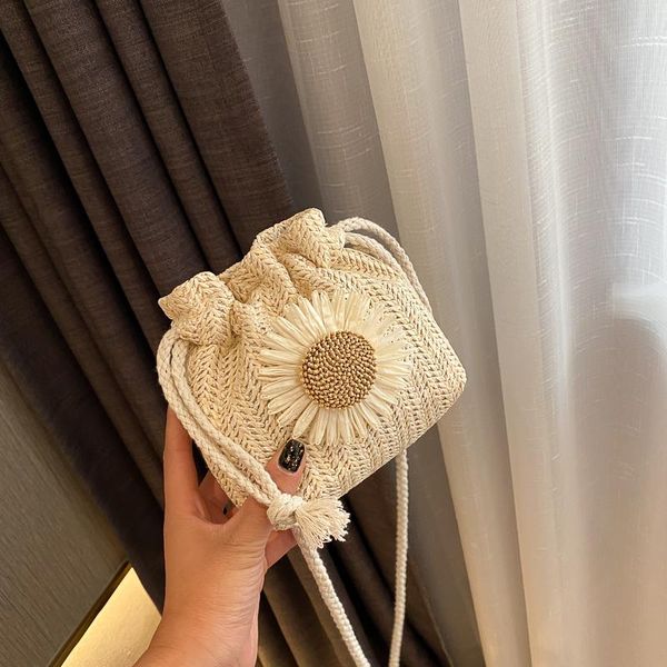 

evening bags summer straw woven bucket bag women crossbody 2021 fashion girl shoulder decal handbag messenger female wrist