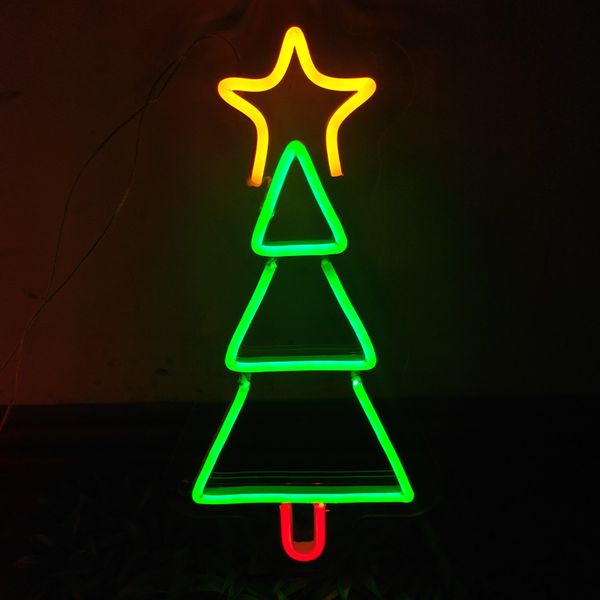 Albero di Natale piccolo segno luci natalizie festa casa bar luoghi pubblici luce al neon fatta a mano 12 V super luminoso