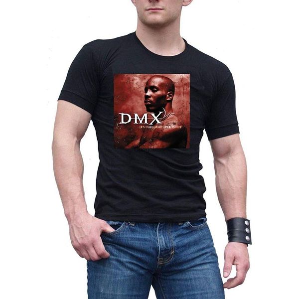 

men's t-shirts dmx its dark and hell is black cotton t shirttee, White;black