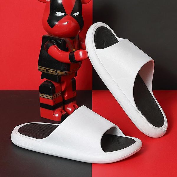 

slippers summer men women thick platform eva soft sole slide sandals leisure ladies indoor bathroom anti-slip shoes, Black