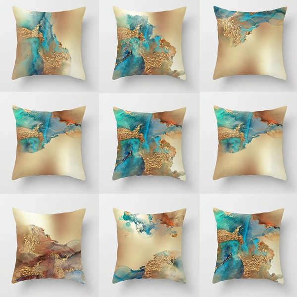 

cushion/decorative pillow watercolor gold foil texture printed cover sofa cushion case bed home decor car cute ca