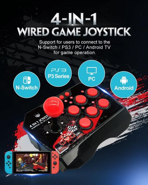 

game controllers & joysticks 4-in-1 wired joystick support for connecting n-switch / pc android tv