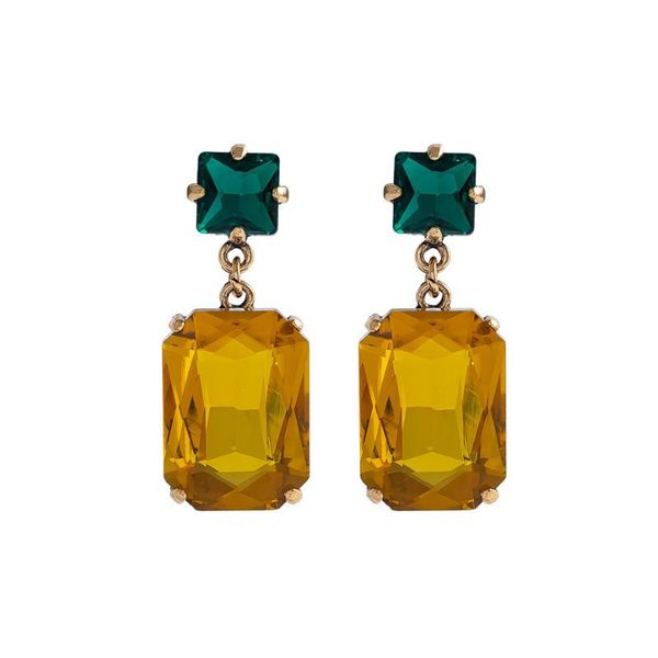 

dangle & chandelier style crystal earrings for women vintage retro fashion chunky square pendant drop stud jewelry wholesale, Silver
