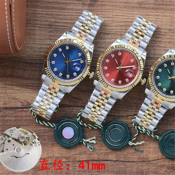 

wristwatches men's 41mm log watch automatic mechanical sapphire mirror stainless steel waterproof, Slivery;brown