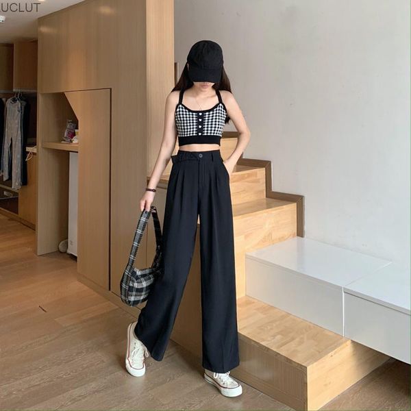 

women's shorts straight pants wide leg black casual women's autumn 2021 korean high waist slim, White;black
