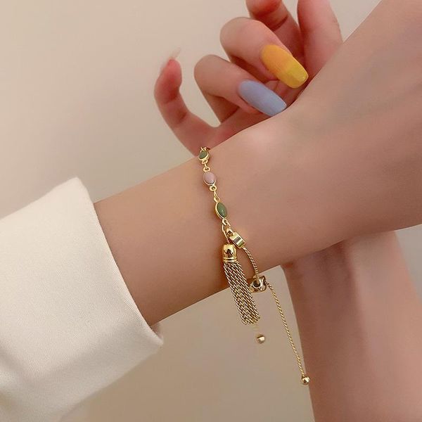 

bangle fashion women trendy tassel bracelets colorful, Black