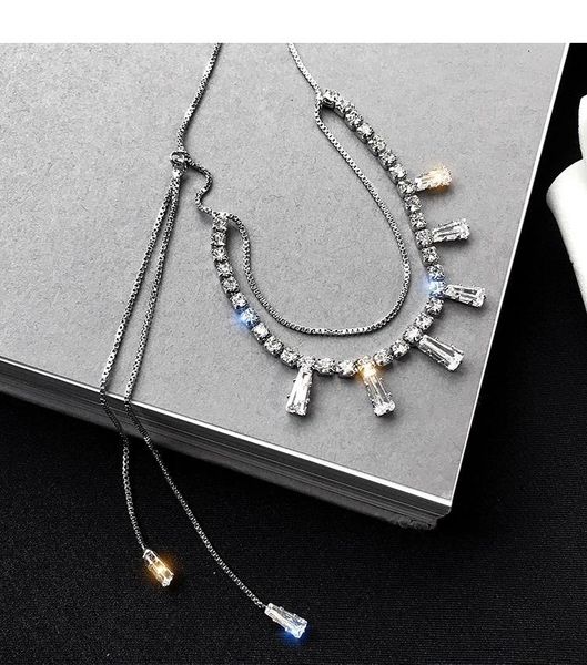 

crystal necklace with collarbone chain cold style pair chokers, Golden;silver