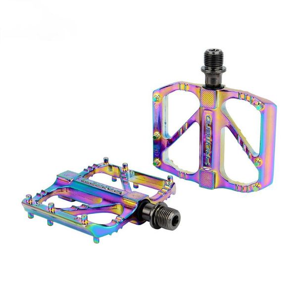 

bike pedals 3 bearings bicycle pedal electroplat ultralight aluminum alloy double side anti-silp nail rainbow color