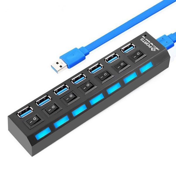 

hubs 7 port usb 3.0 hub splitter multi docking station with multiple switch for pc