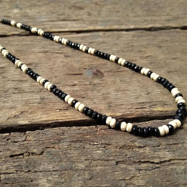 

necklace for men, black & white bead necklace, mens chokers, Golden;silver