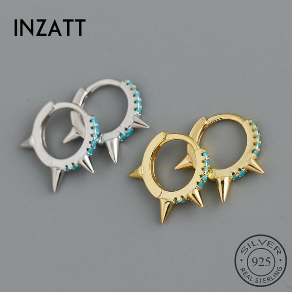 

inzareal 925 sterling silver blue zircon hoop earrings for fashion women party minimalist fine jewelry punk accessories & huggie, Golden;silver