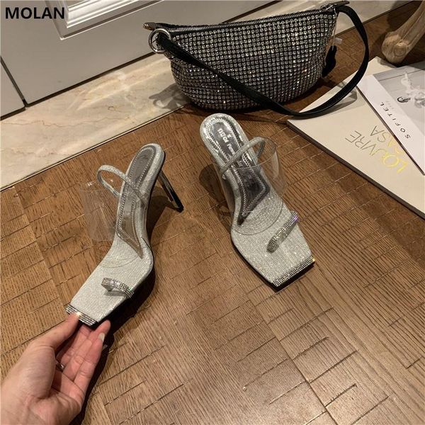 

women sandals 2021 summer fashion luxury elegant bling rhintstones crystal back strap high-heels pary-pumps-shoes ladies, Black