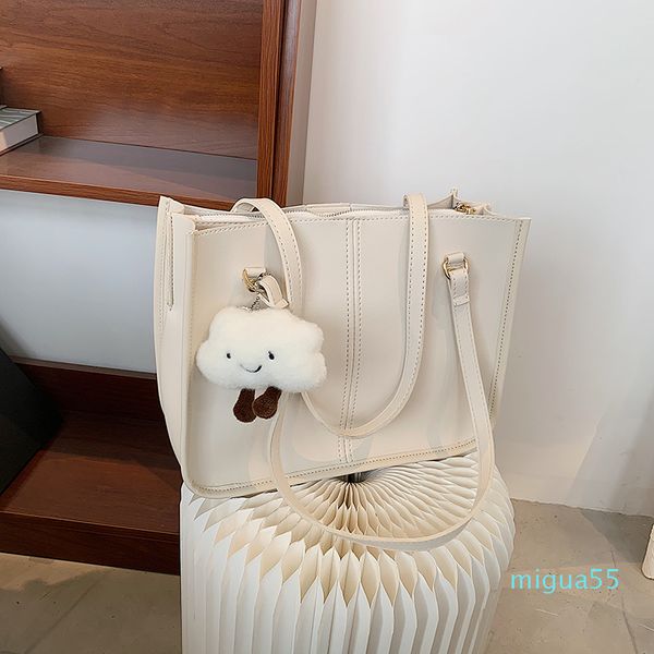 

simple temperament pu leather large capacity solid color one shoulder bucket bag