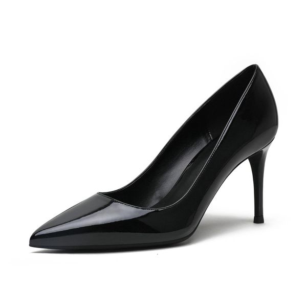

sandals women pumps patent leather party shoes spring summer sliver white high heels fashion for woman big size n0016, Black