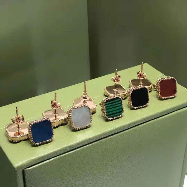 

fashion earrings clover stainless earring simple design for woman classic 5 color with box, Golden;silver