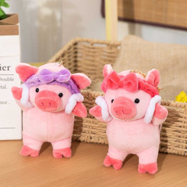 

cartoon animal stuffed plush toys doll pink purple pig keychain backpacks pendant kids-toy children gift
