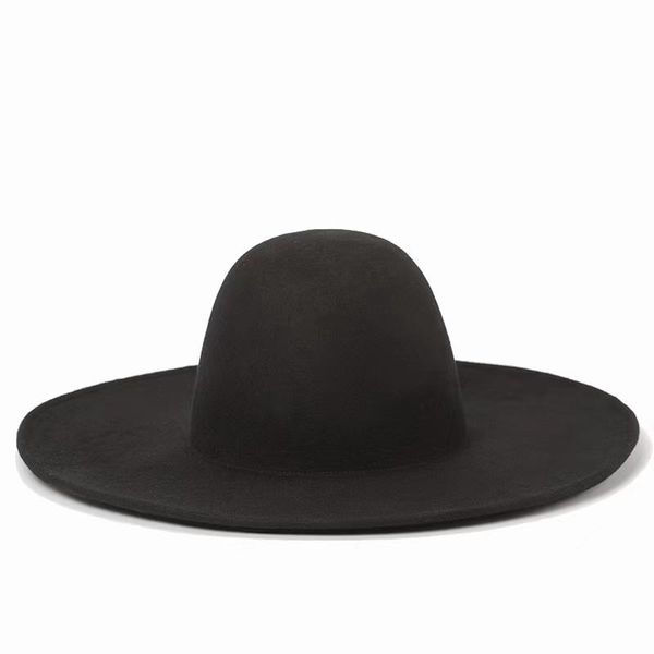 

wide brim hats winter women panama dome 100% wool felt hat chic floppy cap custom sombrero mujer fedora jazz black, Blue;gray