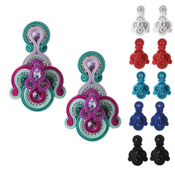 

dangle & chandelier kpacota fashion jewelry making soutache weaving earrings ethnic boho handmade colour glamour long big pendant earring pa, Silver