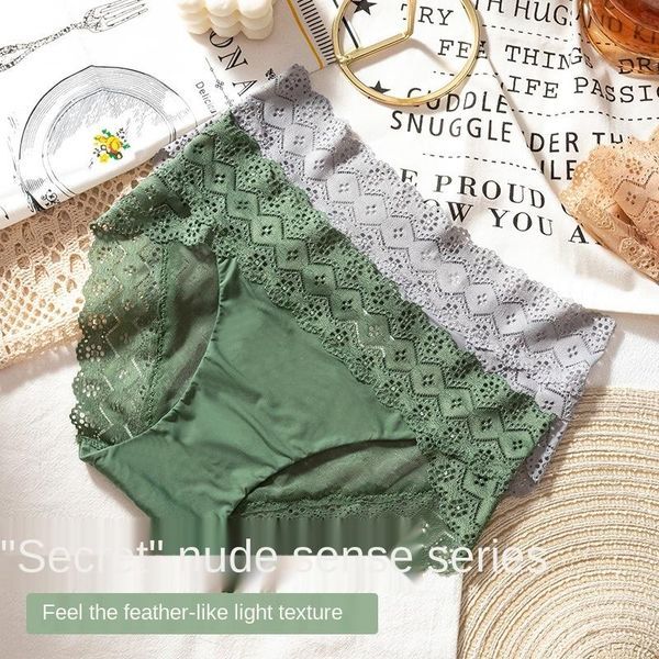 

women's panties style women underwear lace fashion hollow out comfort briefs mid waist ice silk breathable underpants lingerie, Black;pink