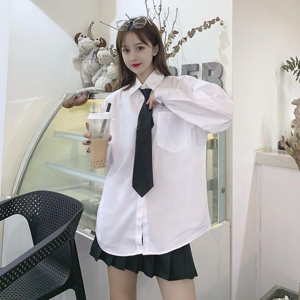 

clothing sets white shirt ladies long sleeve 2021 students tie college big size japanese fashion jk uniform school girl skirt
