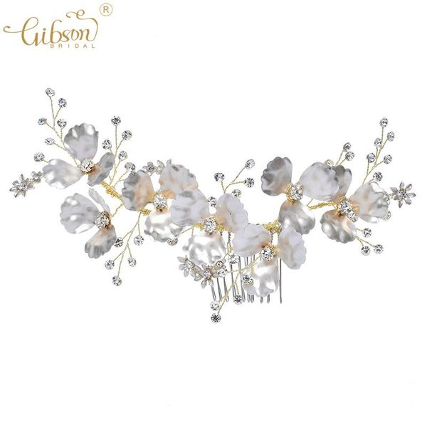 

hair clips & barrettes luxury light gold color floral bridal comb wedding accessory bride headpiece for women jewelry, Golden;silver
